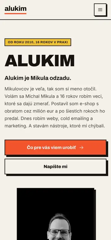 Mobilná verzia webu Alukim.sk