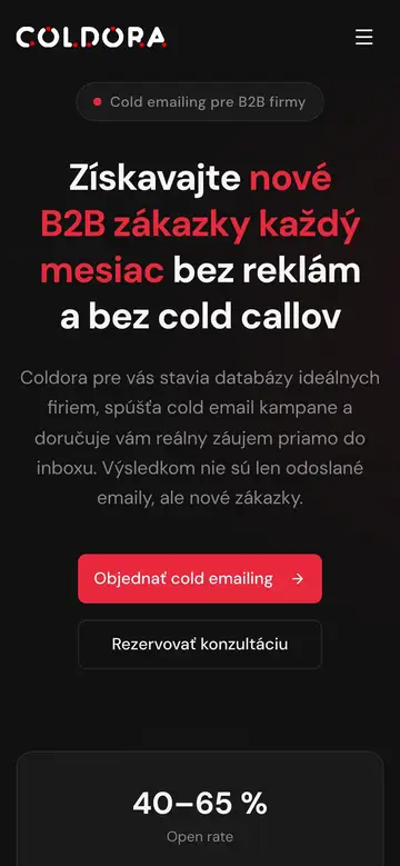 Mobilná verzia webu Coldora