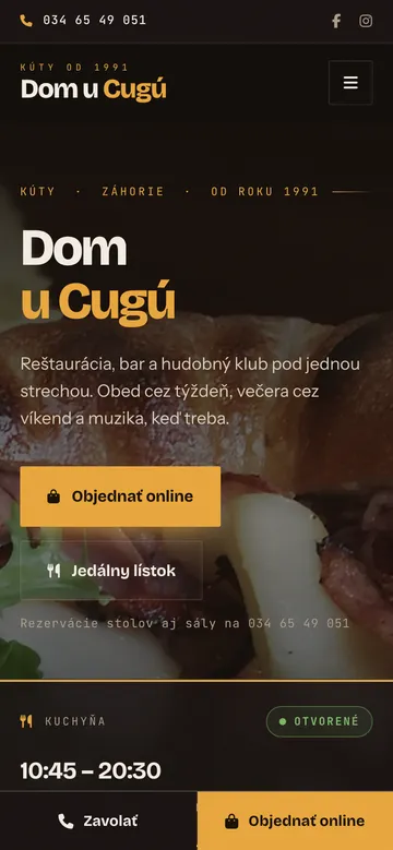 Mobilná verzia webu Dom u Cugú