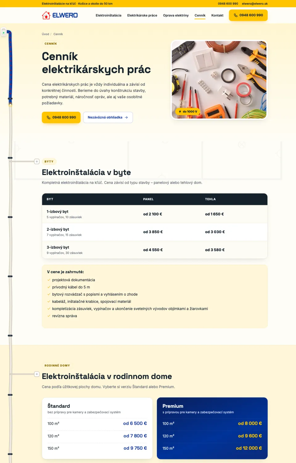 Podstránka webu ELWERO