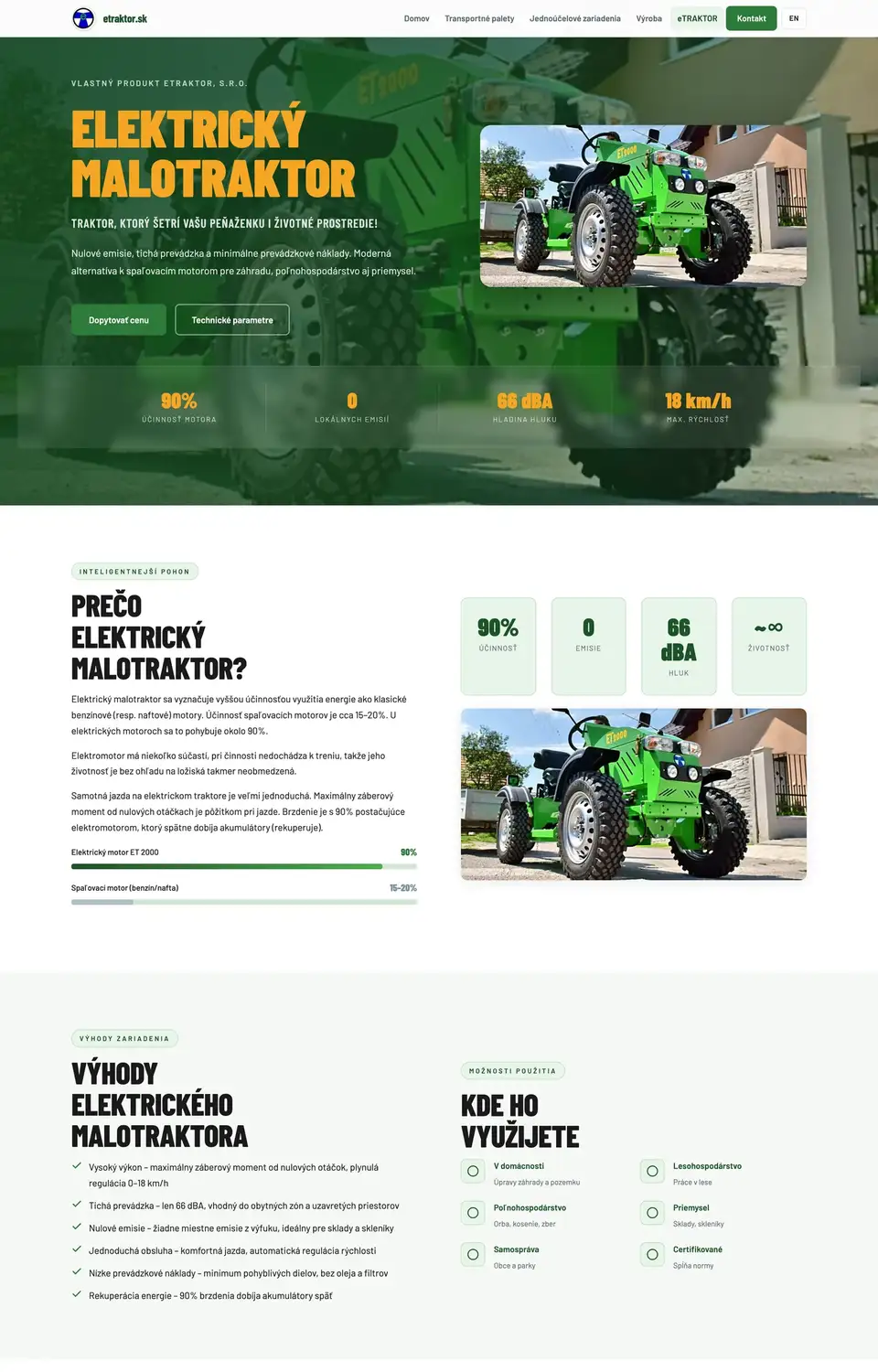 Podstránka webu eTraktor