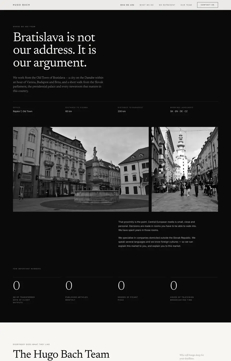 Podstránka webu Hugo Bach