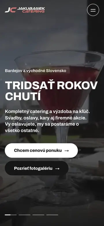 Mobilná verzia webu Catering Jakubašek