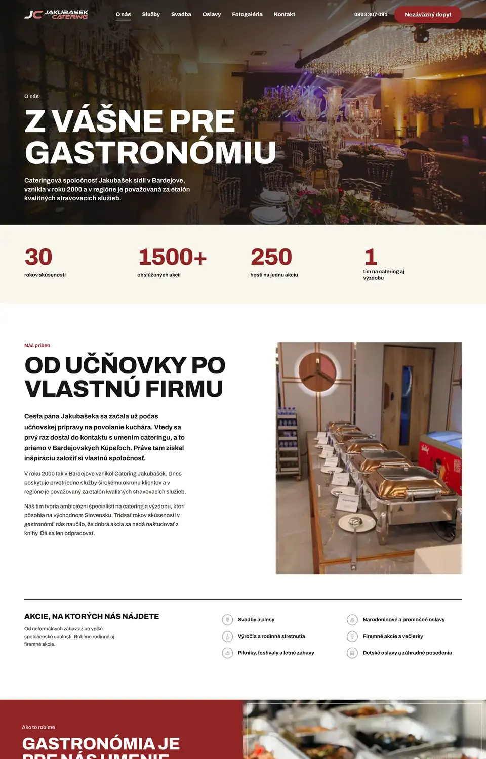 Podstránka webu Catering Jakubašek