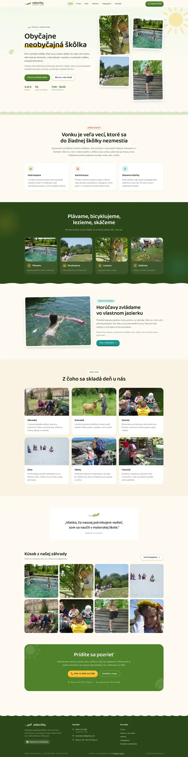 Celá stránka webu Jašteričky