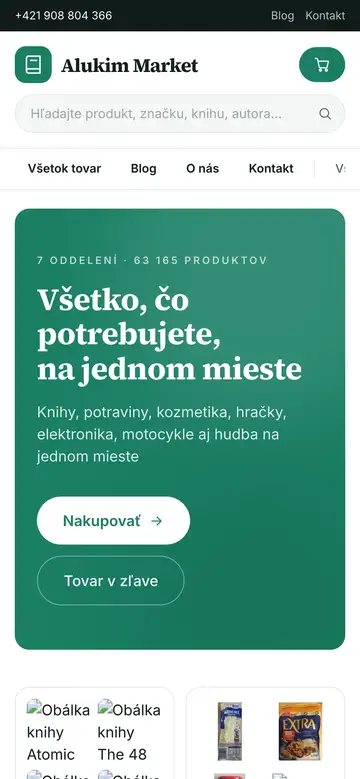 Mobilná verzia webu Alukim Market