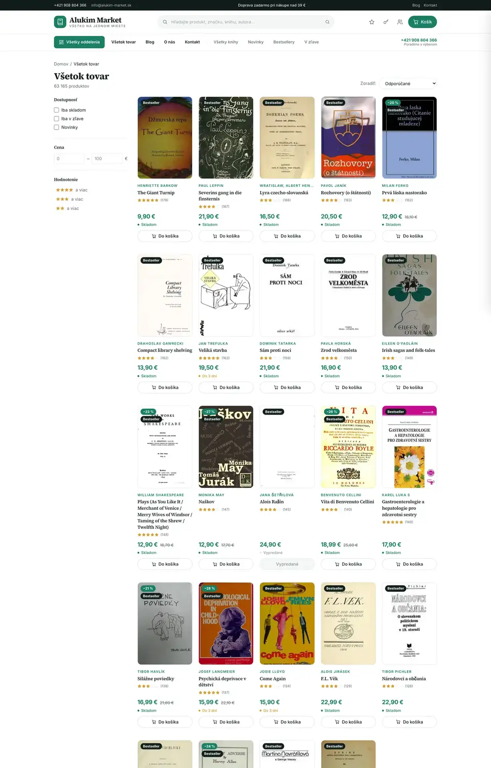 Podstránka webu Alukim Market