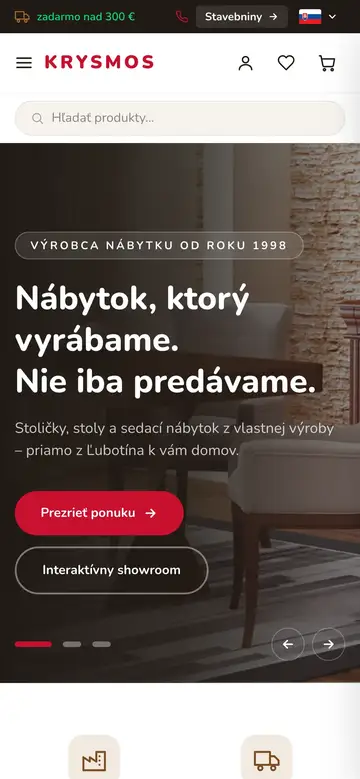 Mobilná verzia webu Krysmos nábytok