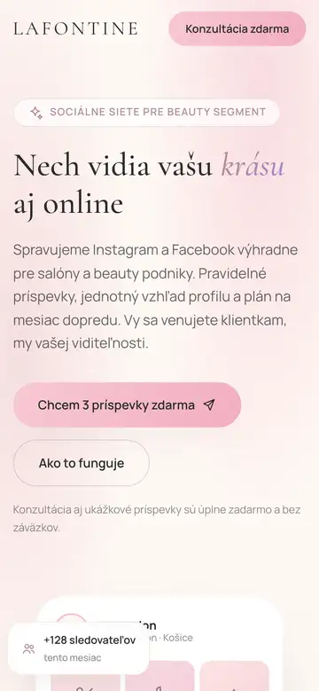 Mobilná verzia webu Lafontine