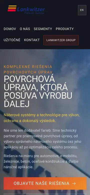 Mobilná verzia webu Lankwitzer Slovensko