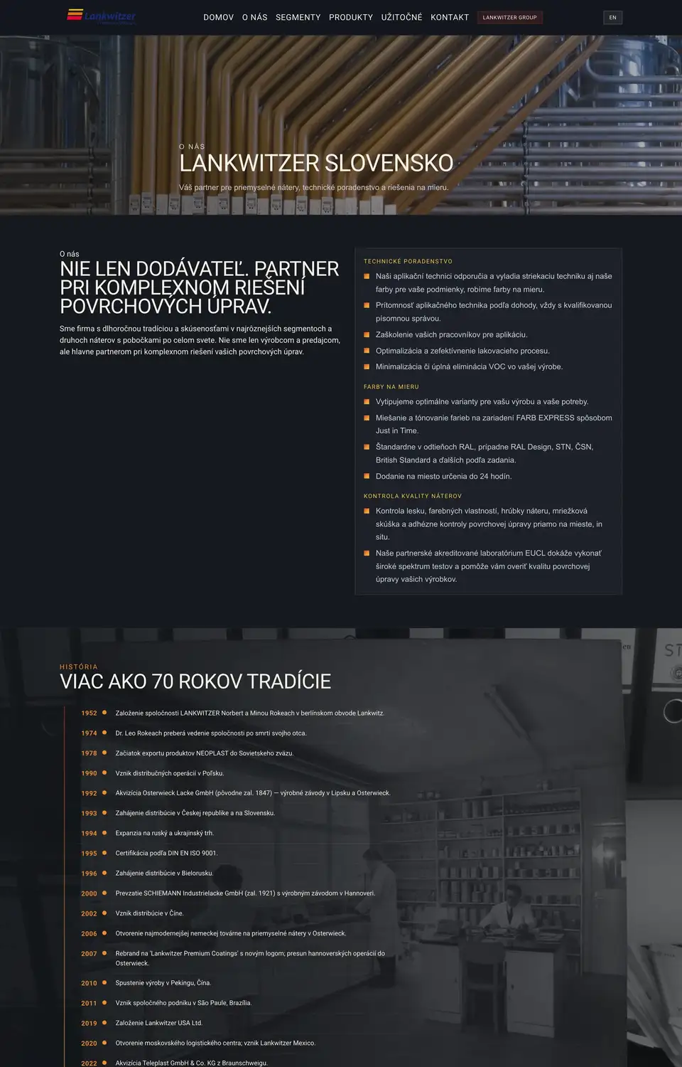 Podstránka webu Lankwitzer Slovensko