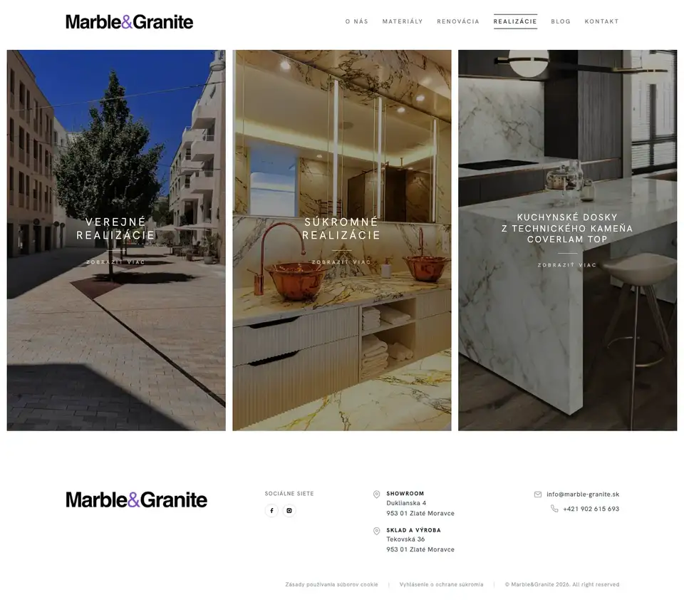 Podstránka webu Marble & Granite