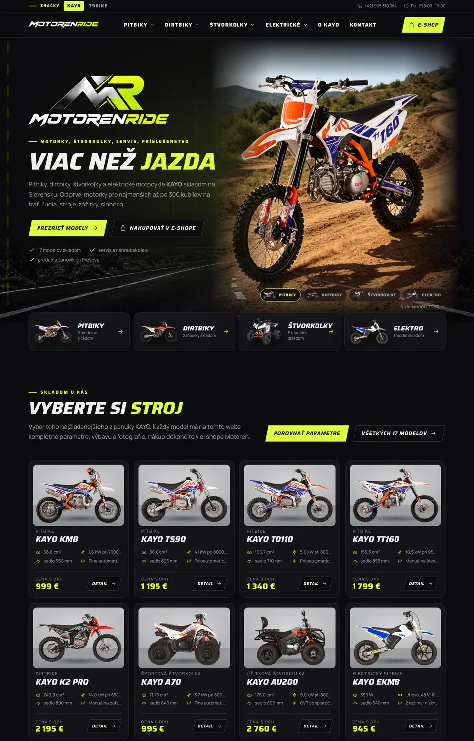 Podstránka webu MotorenRide