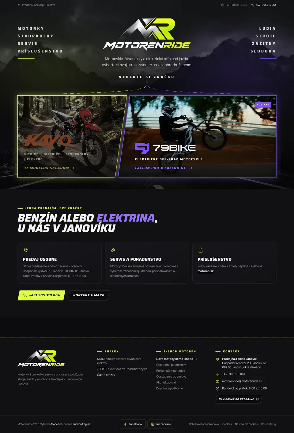 Podstránka webu MotorenRide