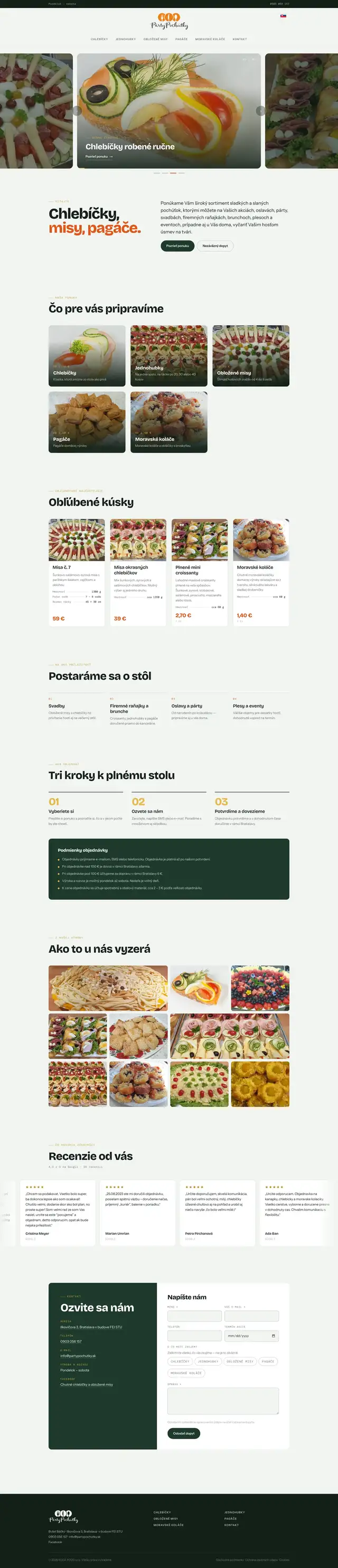 Celá stránka webu PártyPochúťky