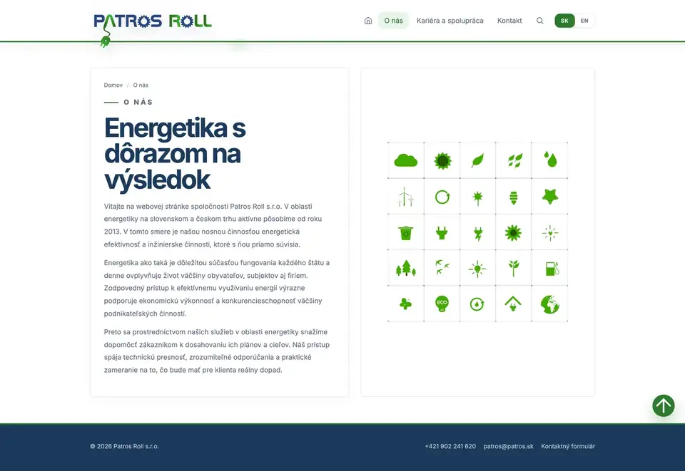 Podstránka webu Patros Roll