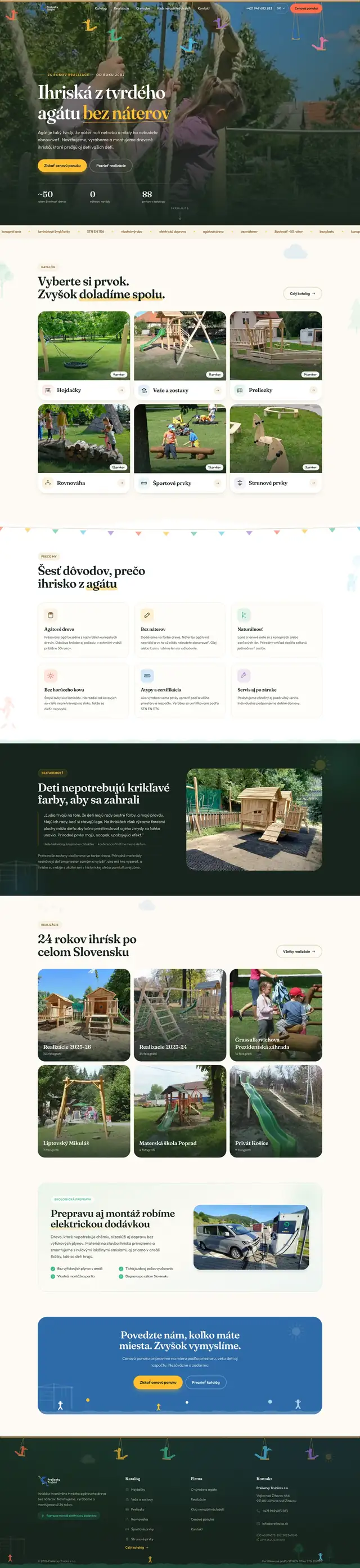 Celá stránka webu Preliezky Trubíni