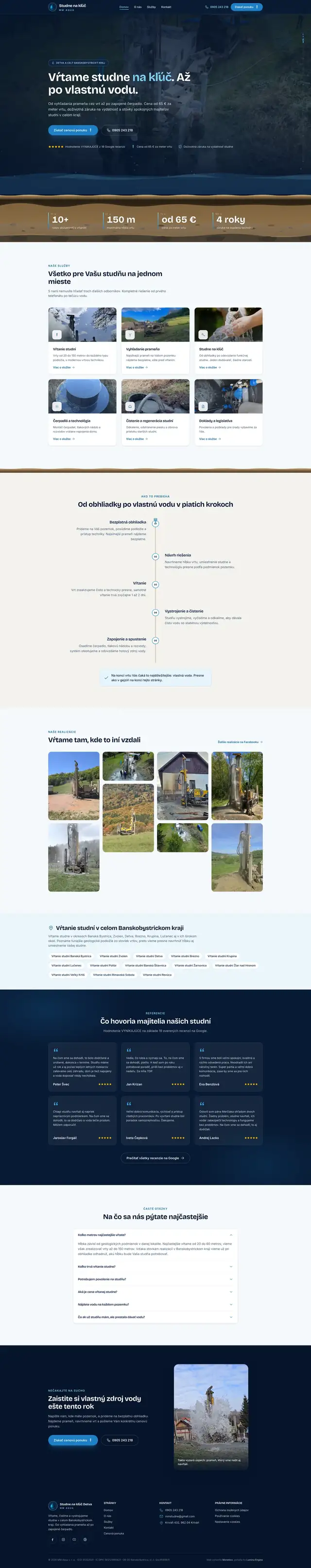 Celá stránka webu Studne na kľúč Detva