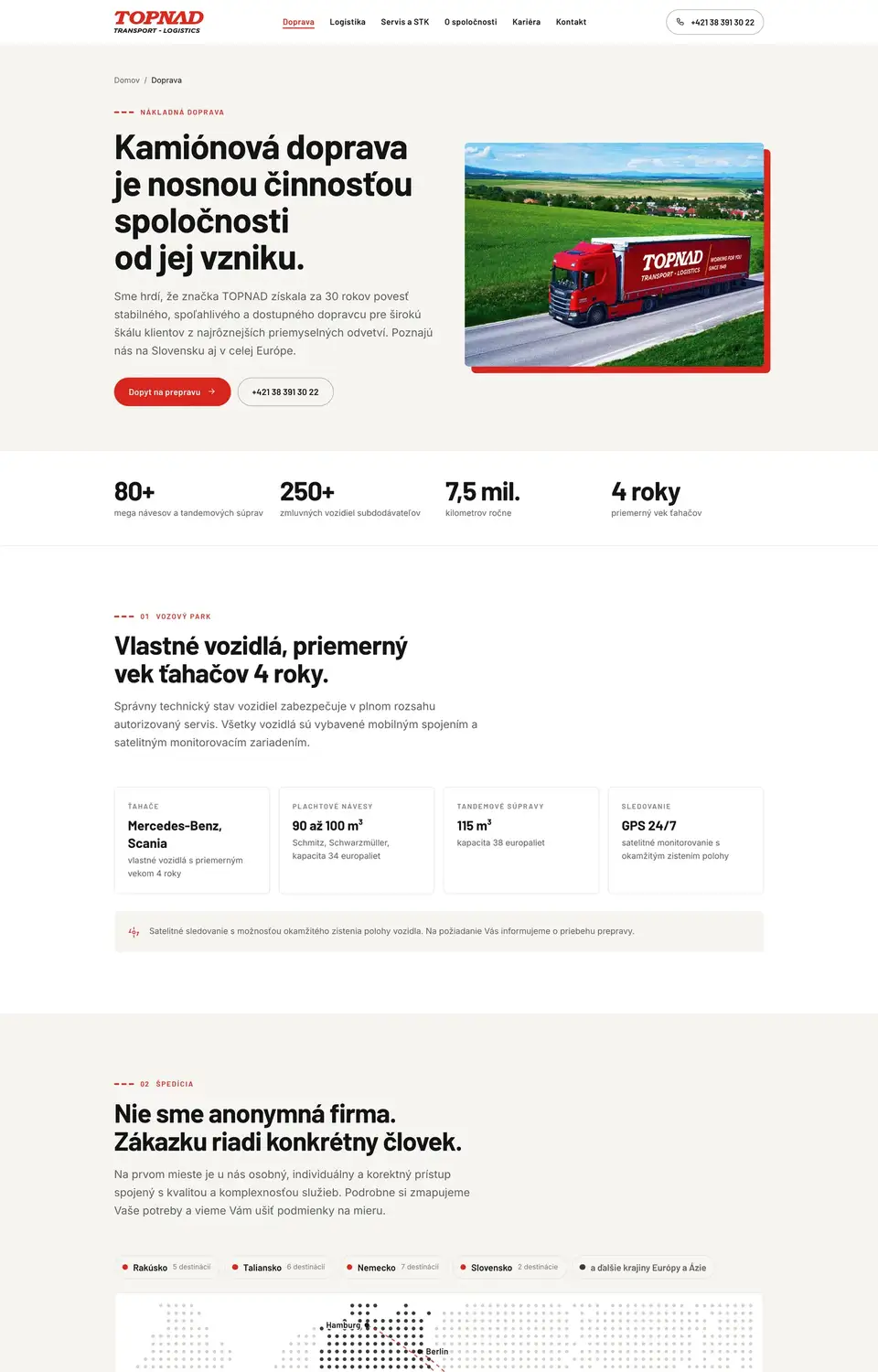 Podstránka webu TOPNAD