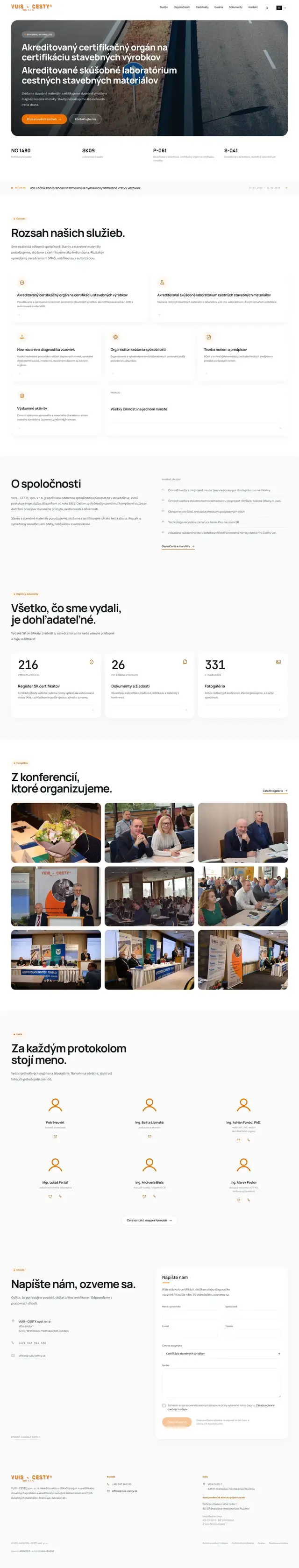 Celá stránka webu VUIS Cesty