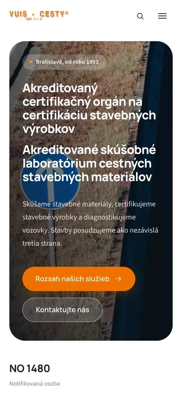 Mobilná verzia webu VUIS Cesty