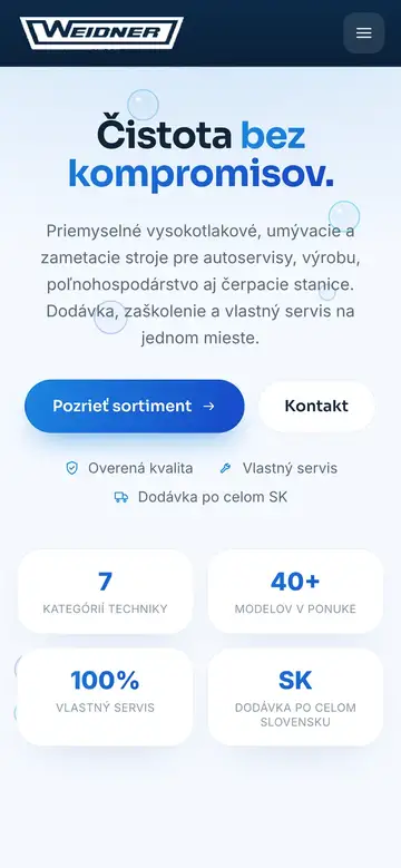 Mobilná verzia webu Weidner Slovakia