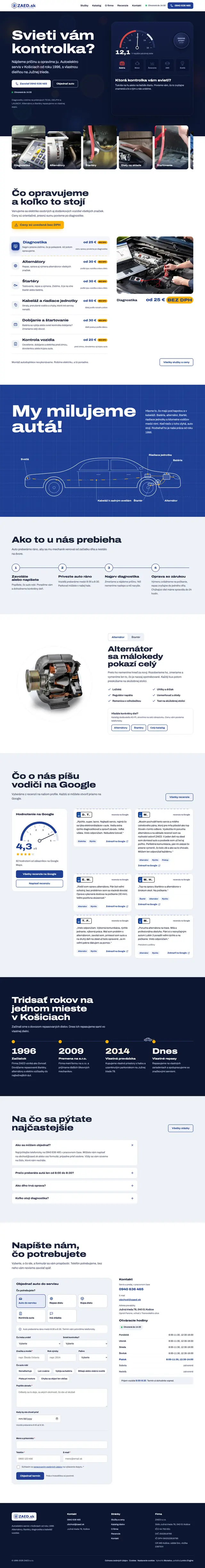 Celá stránka webu ZAED
